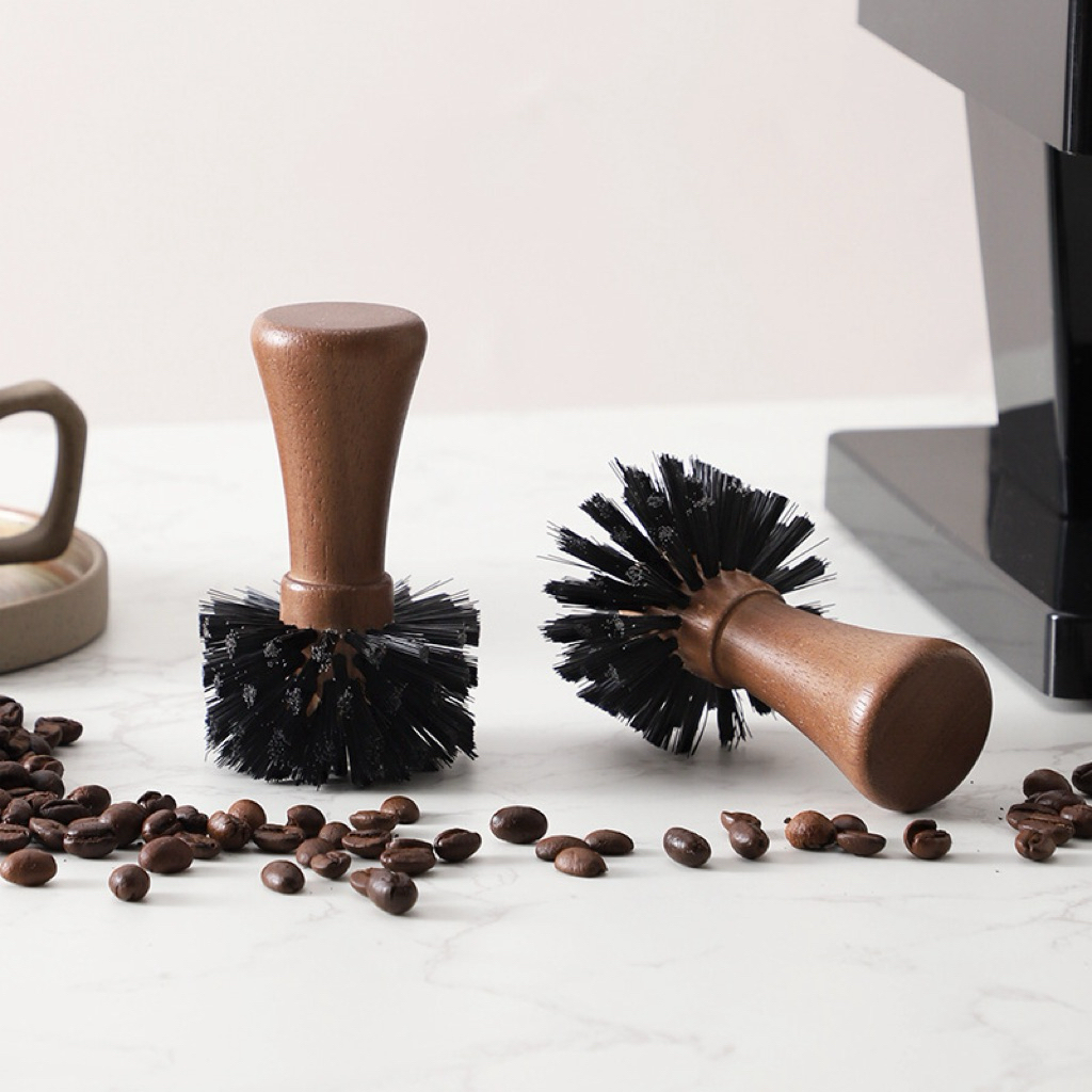 [HOẢ TỐC] Chổi vệ sinh cán gỗ làm sạch Portafilter - tay cầm cà phê
