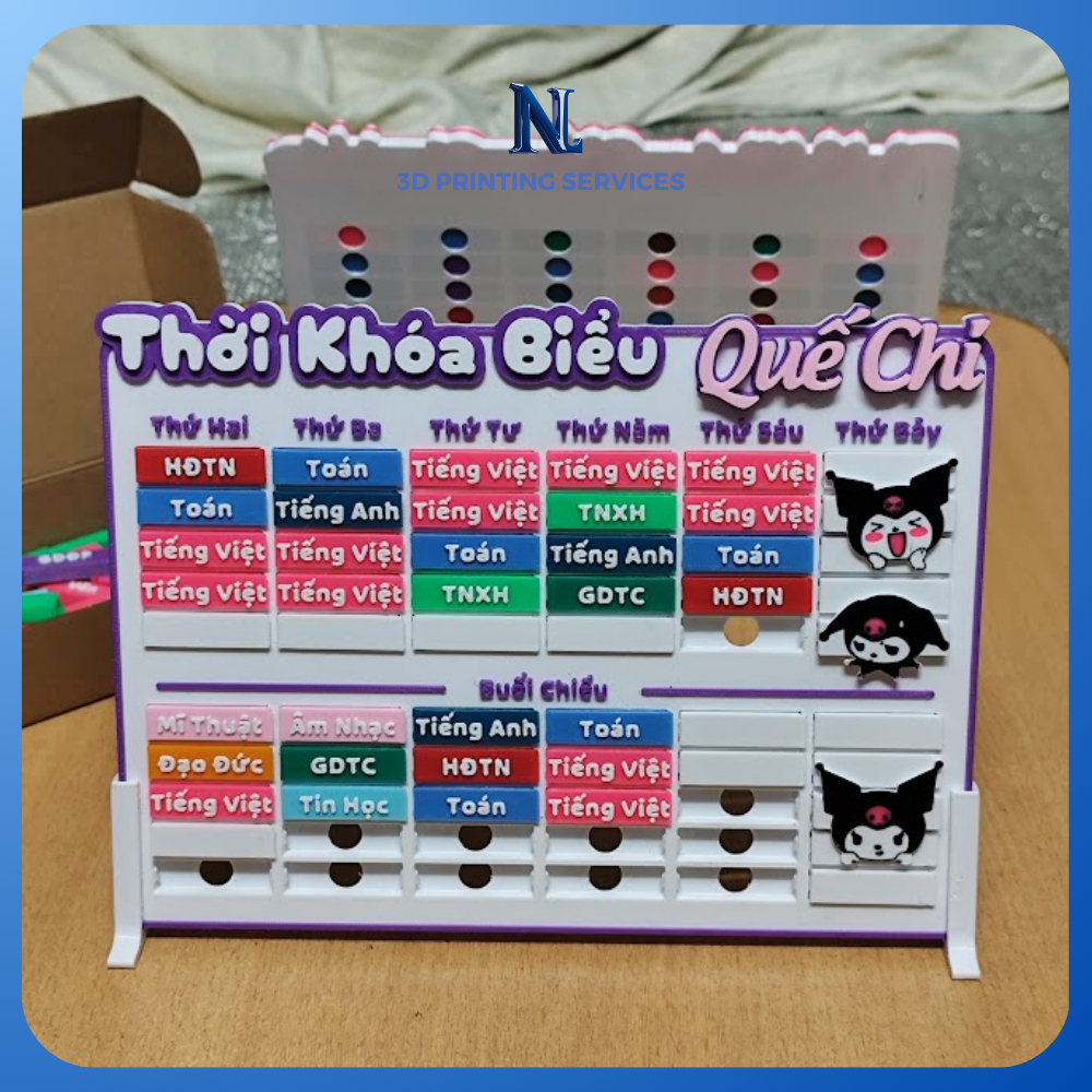 Thời Khóa Biểu Thay Đổi Môn Học Linh Hoạt - In 3D Tên & Môn Học Theo Yêu Cầu | NL3D