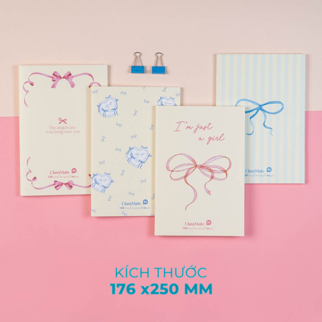 Vở Kẻ Ngang 100GSM Classmate Vở Viết B5, 120 Trang Tập Sinh Viên Bìa Nơ Chống Nước Ghi Chép, Viết Bài NB5-12-0360