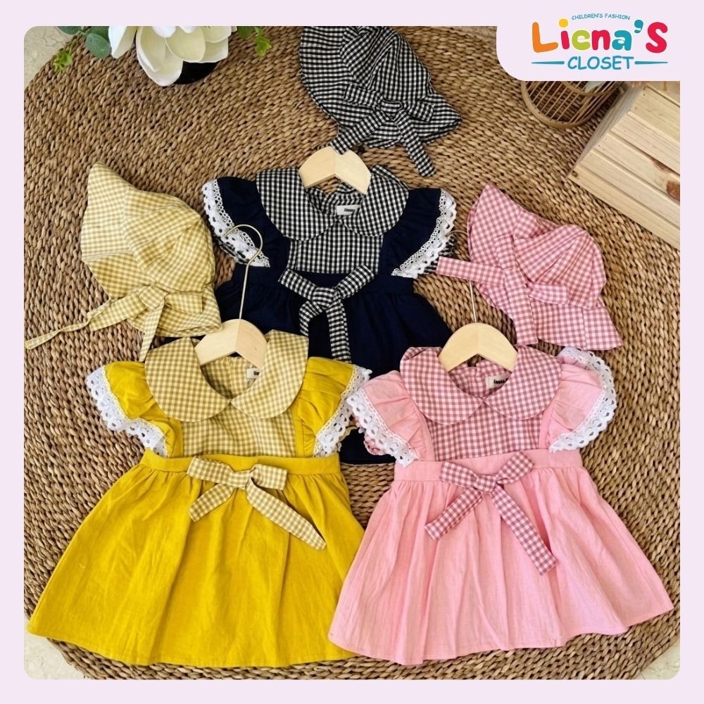 Váy Tiểu Thư Kèm Mũ Cho Bé Gái Đi Chơi Từ 5-15Kg