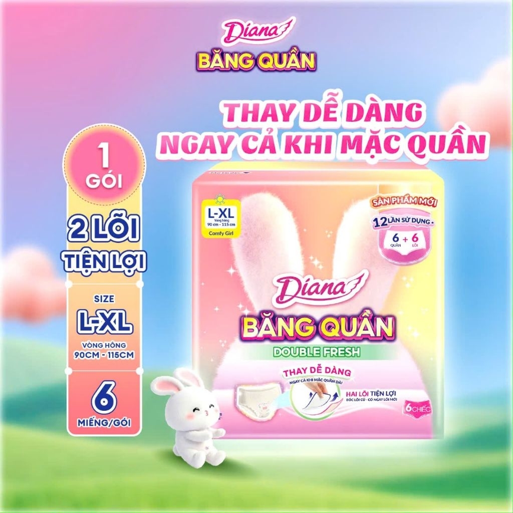 1 gói Băng quần Diana Double Fresh ML6 / L-XL6(2 lõi/chiếc)
