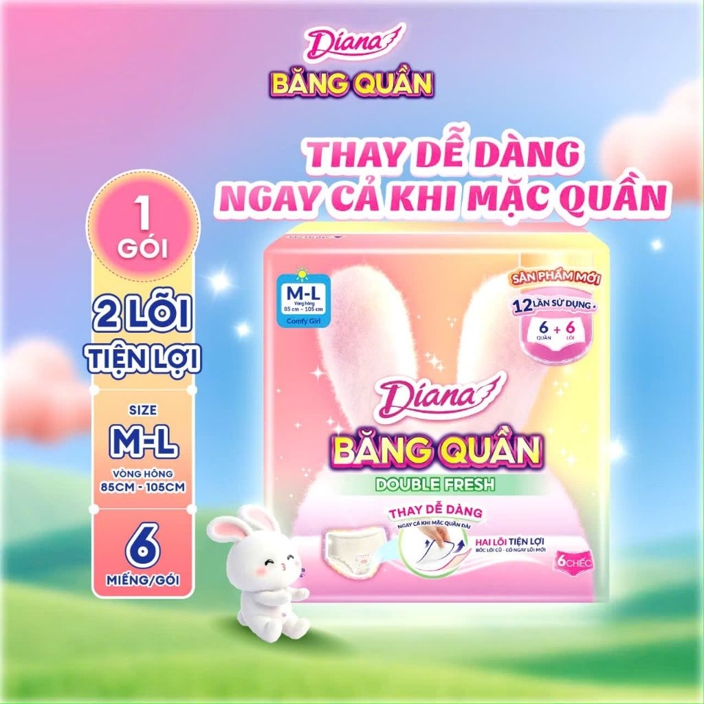 1 gói Băng quần Diana Double Fresh ML6 / L-XL6(2 lõi/chiếc)