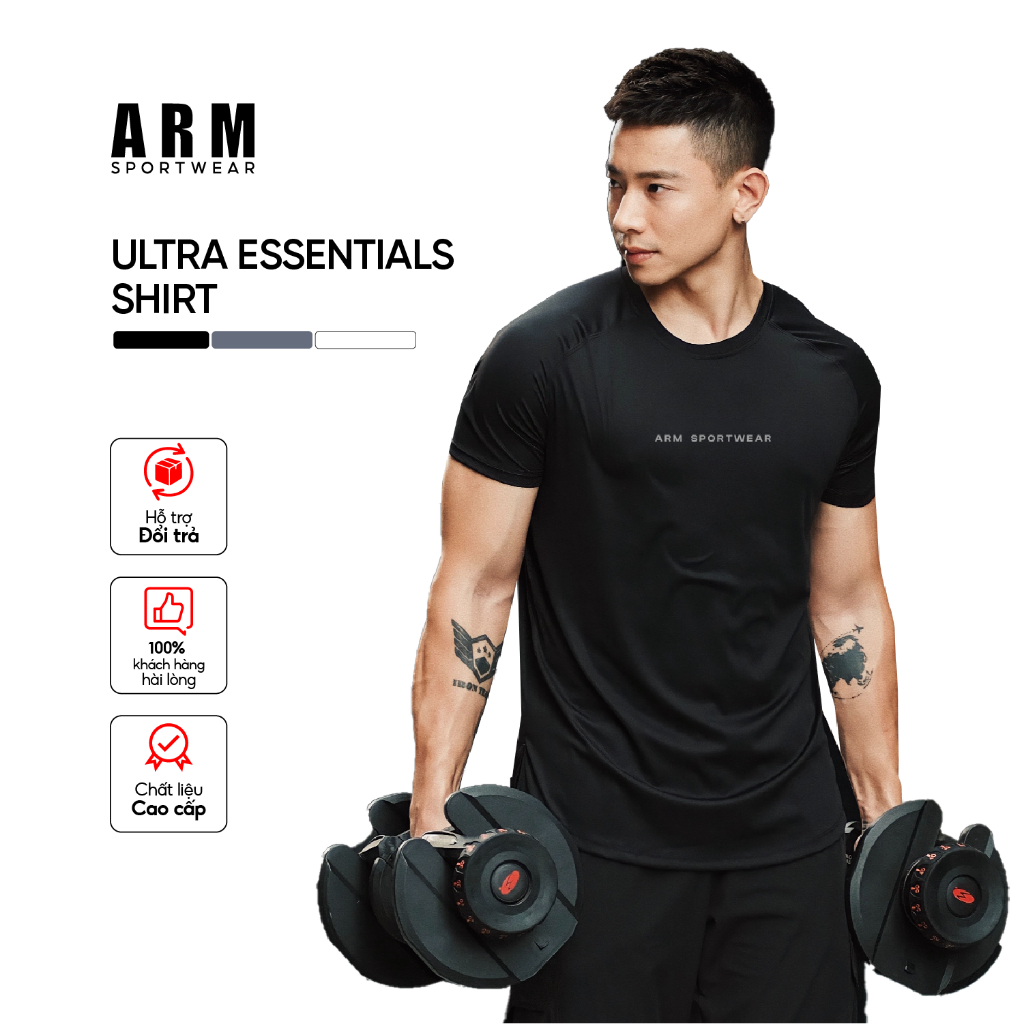 Áo Thun Thể Thao Nam ARM Ultra Slim Fit Thun Cao Cấp Co Giãn 4 Chiều Thoáng Khí Hỗ Trợ Tập Gym, Chạy Bộ