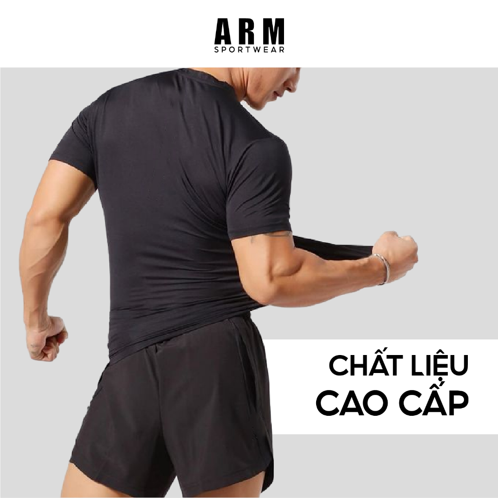 Áo Thun Thể Thao Nam ARM Ultra Slim Fit Thun Cao Cấp Co Giãn 4 Chiều Thoáng Khí Hỗ Trợ Tập Gym, Chạy Bộ