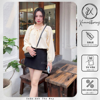[ A3 ] Áo dài tay phối bèo vải linen - Xuananhthomay