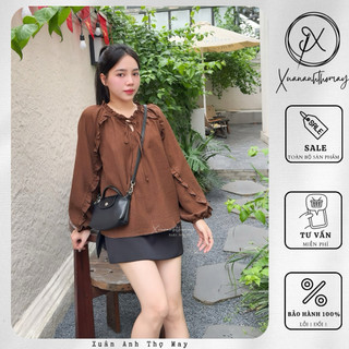 [ A3 ] Áo dài tay phối bèo vải linen - Xuananhthomay