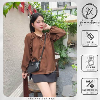 [ A3 ] Áo dài tay phối bèo vải linen - Xuananhthomay