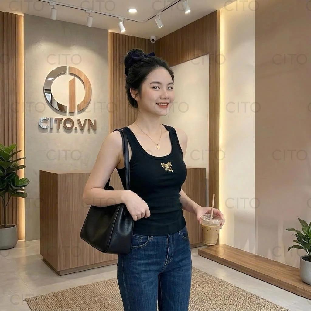 Áo Ba Lỗ Thêu Nơ Z01 Cao Cấp - Áo Thun Zip 2 Dây Bản To Basic Tôn Dáng Phong Cách Hàn 3 Màu Nổi Bật Minh ngọc sport