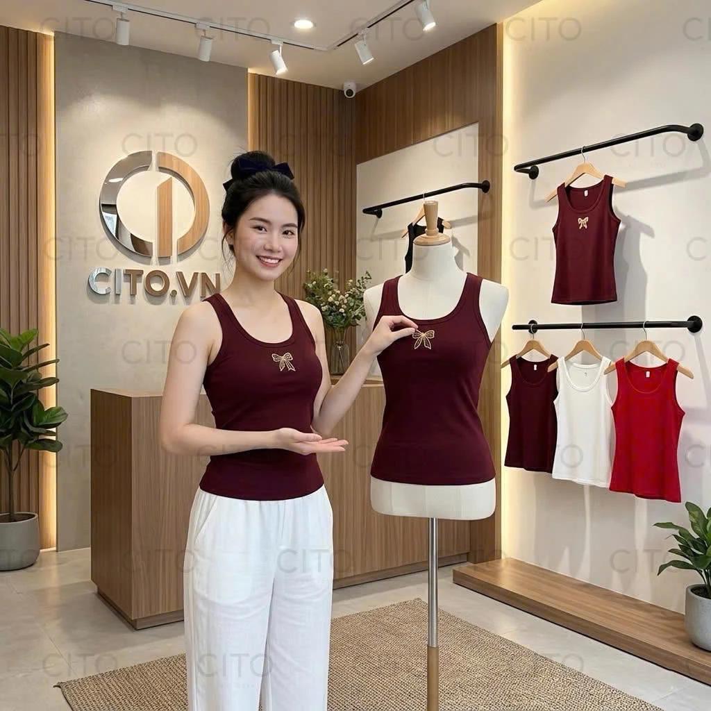 Áo Ba Lỗ Thêu Nơ Z01 Cao Cấp - Áo Thun Zip 2 Dây Bản To Basic Tôn Dáng Phong Cách Hàn 3 Màu Nổi Bật Minh ngọc sport