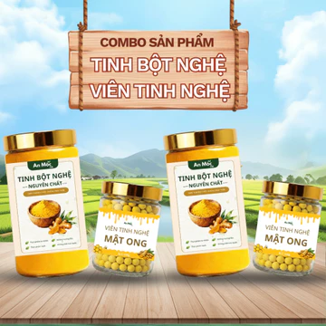 [ Combo 4 Sản Phẩm ] - 2 Lọ Tinh Bột Nghệ 500g + 2 Lọ Viên Tinh Nghệ Mật 330g