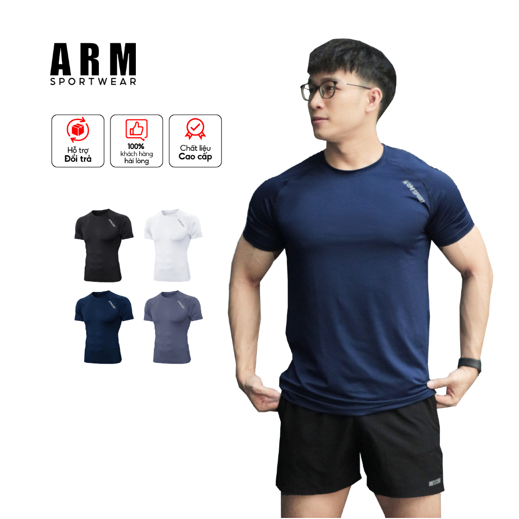 Áo Thun Tập Gym Nam ARM Trainning Fitted, Áo Thể Thao Nam Chất Liệu Co Giãn, Vận Động Thoáng Mát