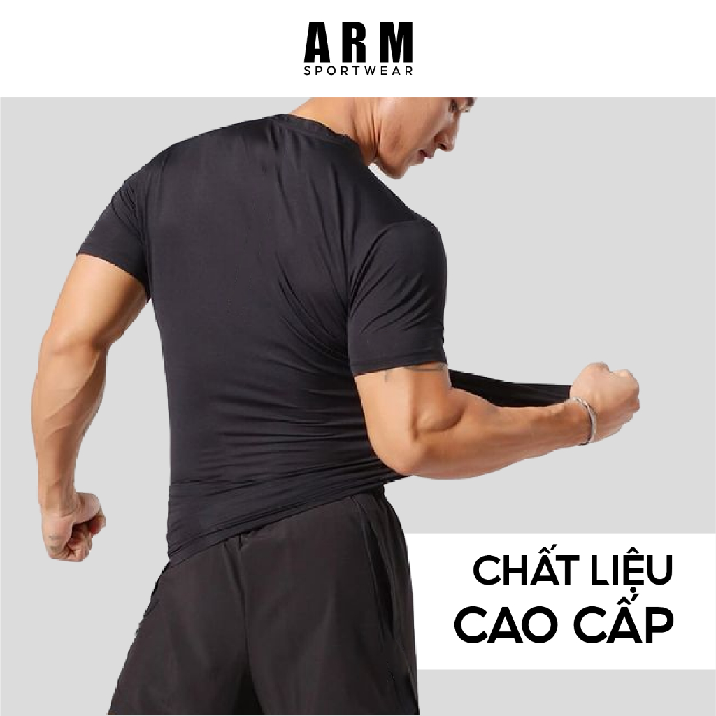 Áo Thun Tập Gym Nam ARM Trainning Fitted, Áo Thể Thao Nam Chất Liệu Co Giãn, Vận Động Thoáng Mát