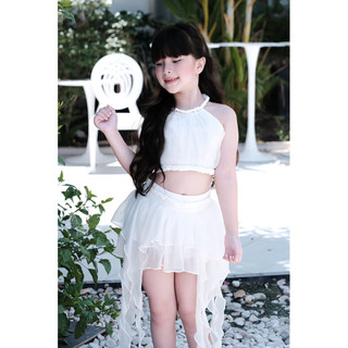 SUJO KIDS SẴN  |Set váy bé gái đi biển xinh | Đầm công chúa 2 mảnh cho bé | Váy trắng bay nhẹ