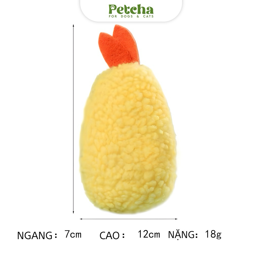 Đồ Chơi Gặm Nhai Cho Chó Hình Tôm Chiên Xù PETCHA Có Tiếng Kêu Bíp Bíp – Giảm Ngứa Răng, Giải Trí Cho Thú Cưng