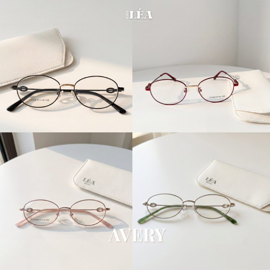 [LÉA GLASSES] Kính mắt Oval Kim Loại chuyên lắp cận AVERY phong cách dễ thương HOT TREND