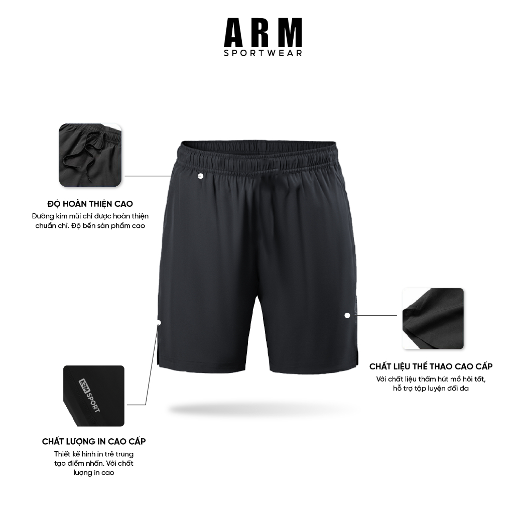 Quần Short Nam ARM 7 Inch ProMax Chất Thun siêu nhẹ, quần thể thao nam chạy bộ, vận động thoải mái