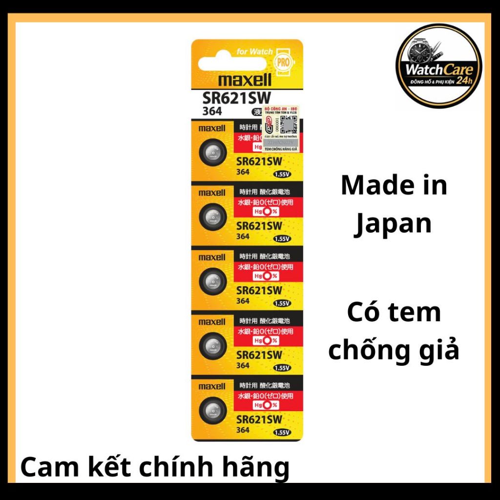 Pin Đồng Hồ Maxell SR621 364 SR621SW 1.55V Chính Hãng – Dùng Cho Đồng Hồ, Máy Đo