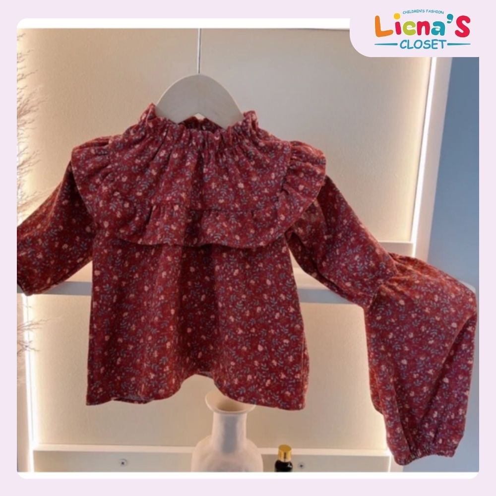 Bộ Nhung Tăm Mềm Mịn Vintage Cho Bé Gái 5-16Kg Liena'S Closet