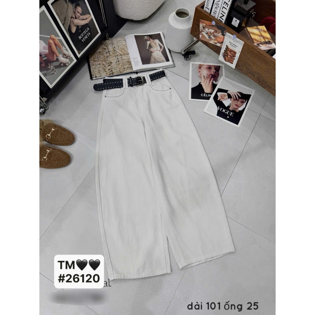 [Sẵn/QC] Quần Jeans Nữ Dáng Ống Cong Thêu Túi Dài 100/25cm Tặng Kèm Đai Basic Dễ Phối #26120