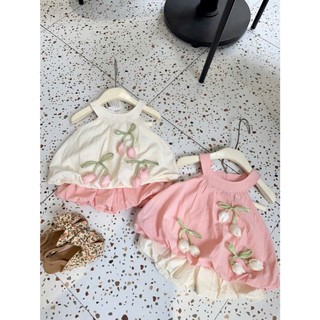 Set Đồ Đi Chơi Bé Gái Sát Nách, Bộ Đồ Mùa Hè Cho Bé Gái Phối Quần dáng bí Hình Hoa Tulip Nổi Dễ Thương - MH10