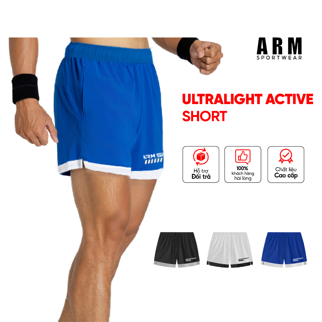 Quần Tập Gym Nam ARM Ultralight Active Phối Viền, quần thể thao nam chạy bộ, vận động thoải mái