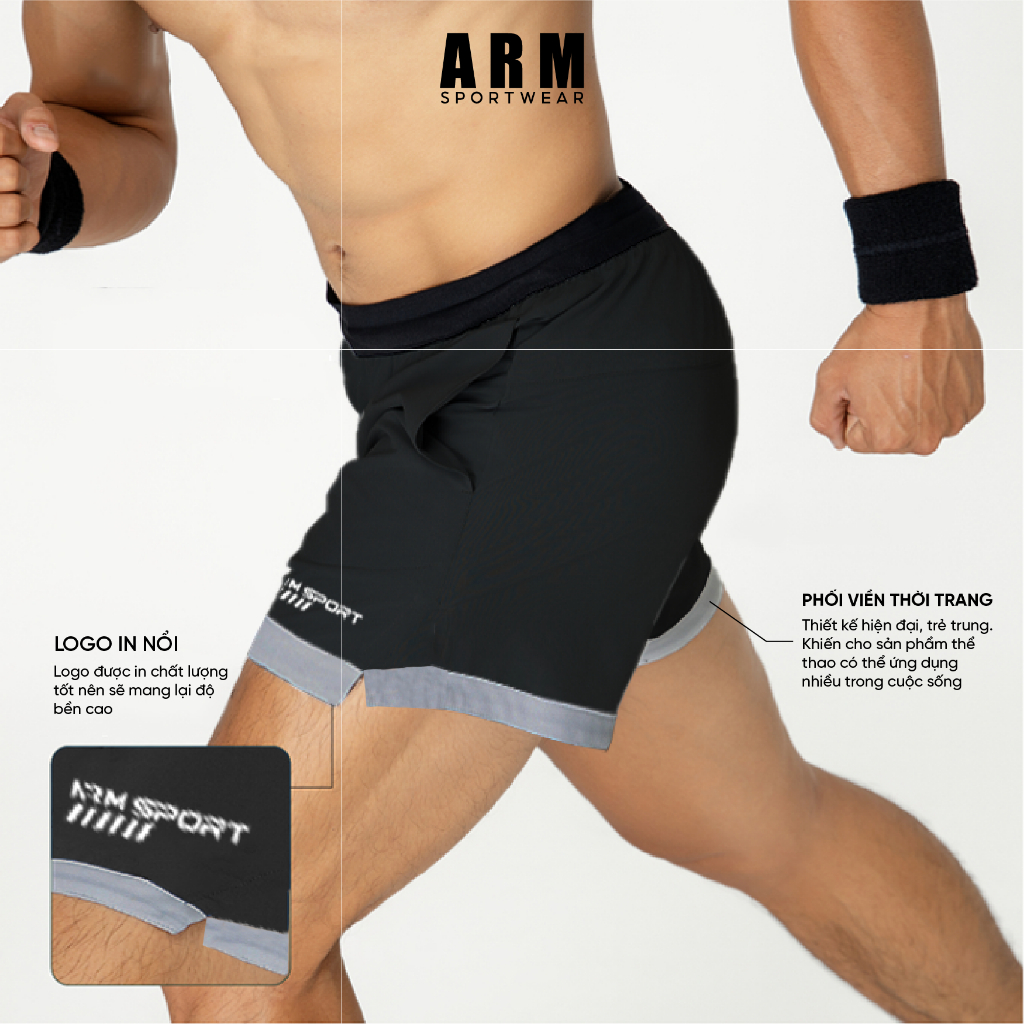 Quần Tập Gym Nam ARM Ultralight Active Phối Viền, quần thể thao nam chạy bộ, vận động thoải mái