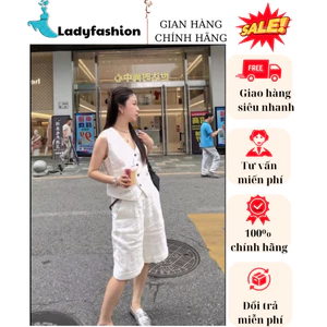 Set Đồ Nữ Linen Gồm Áo Gile Và Quần Short Đứng Dáng Style Minimalism Thanh Lịch Phong Cách Hàn Quốc New 2026