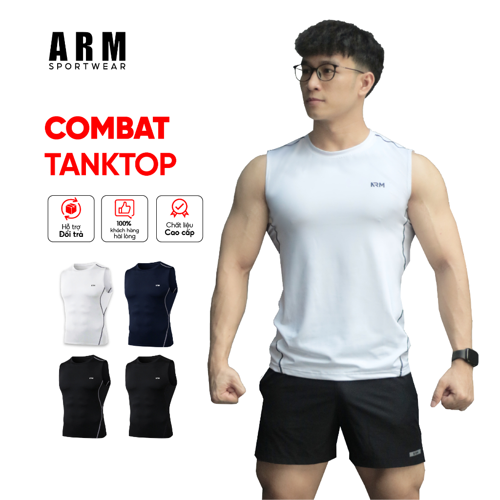 Áo Tank Top Thể Thao Nam ARM Gym Training, Áo Ba Lỗ ôm body tập gym, chạy bộ thoáng khí, vận động thoải mái