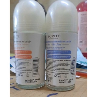 Lăn Khử Mùi Dưỡng Sáng Hương Nước Hoa Cao Cấp Purité Hương Hoa Anh Đào/ Hoa Mẫu Đơn 40ML