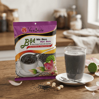 Bột Mè Đen Hạt Sen có đường (350gr/gói) Bích Chi - Thùng 10 Gói