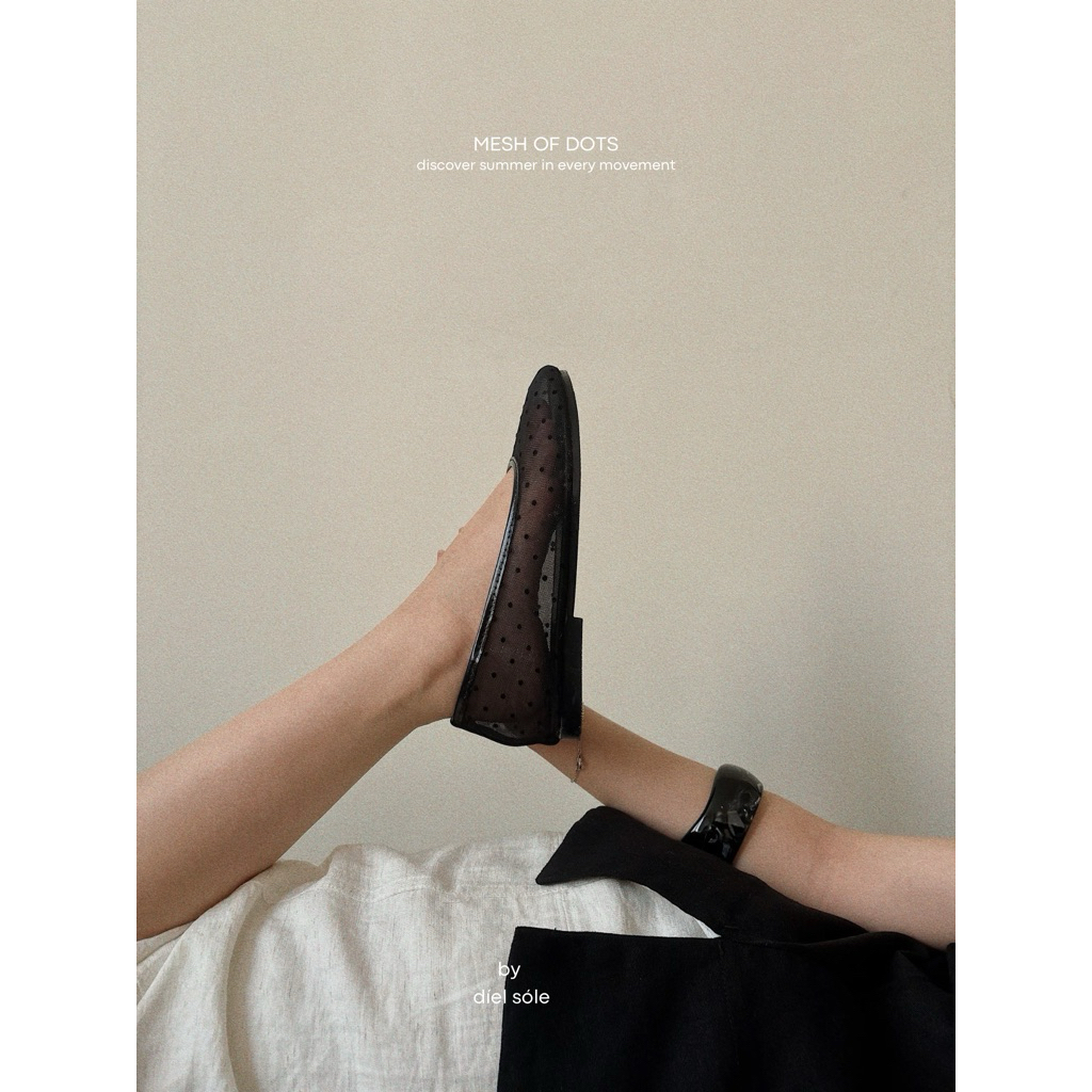 [SẴN - HỎA TỐC ]Mesh Of Dots @dielsole - Giày Ballet Flats Lưới Chấm Bi Xuyên Thấu - Summer [LÙI SIZE]