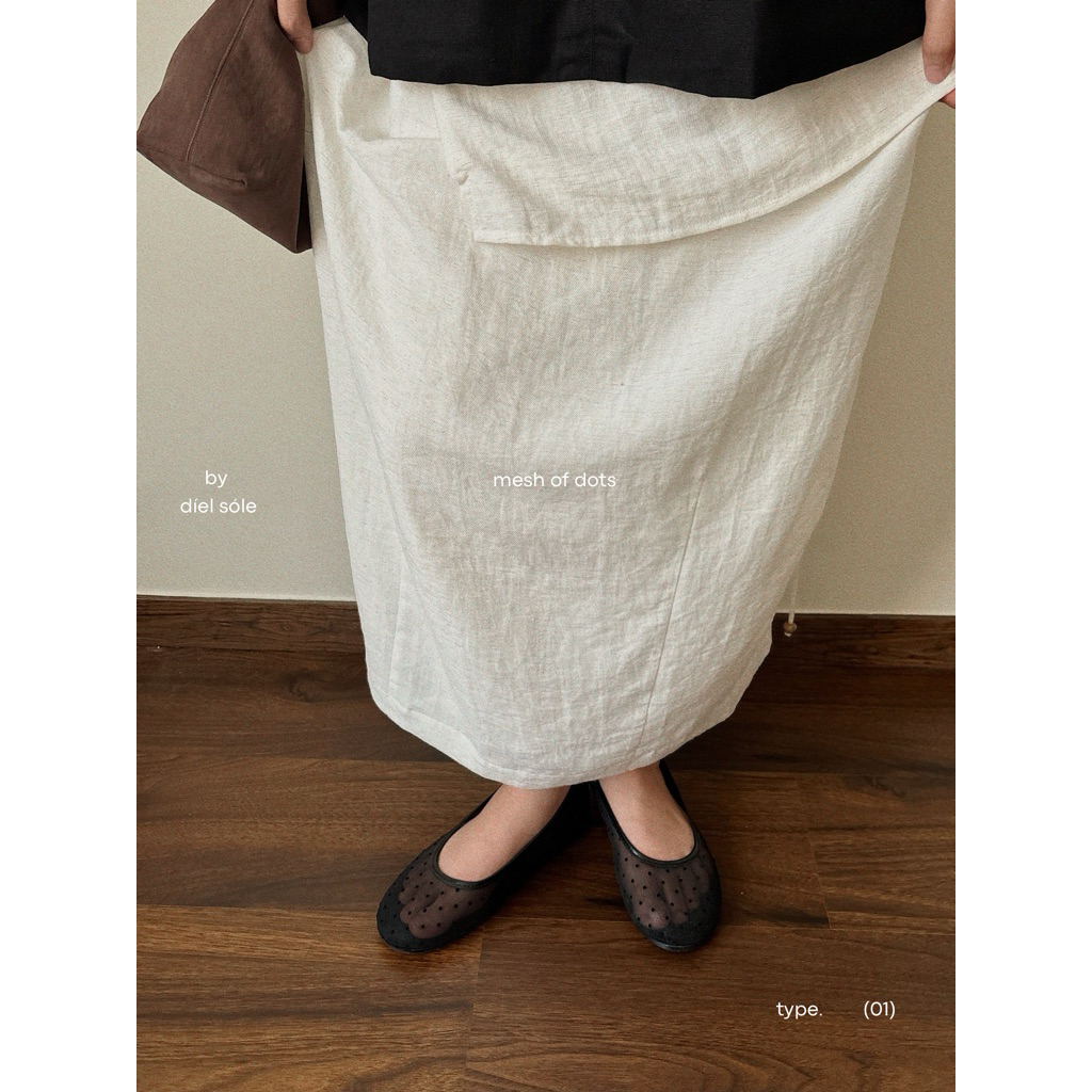 [SẴN - HỎA TỐC ]Mesh Of Dots @dielsole - Giày Ballet Flats Lưới Chấm Bi Xuyên Thấu - Summer [LÙI SIZE]
