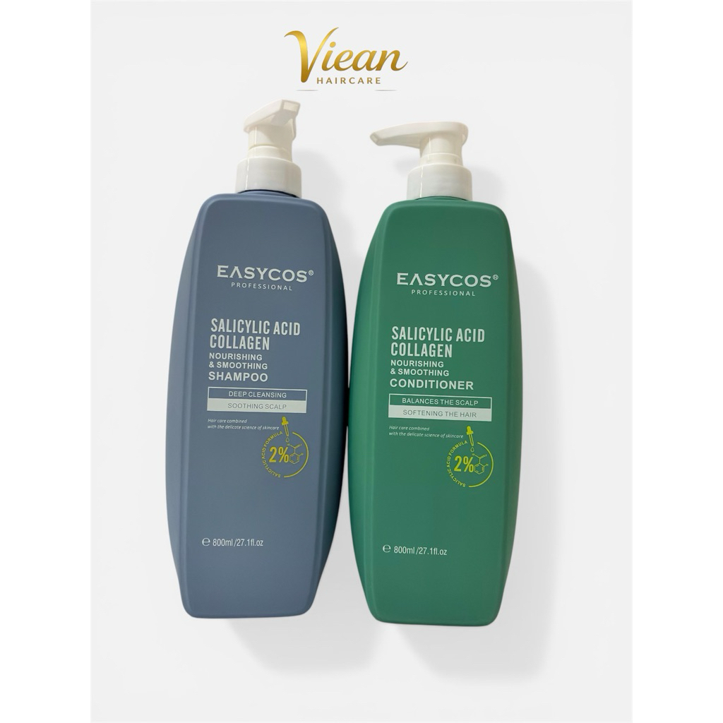 Combo Dầu Gội Xả Collagen EASYCOS 800ML Sạch Gàu Nấm, Kiềm Dầu, Dưỡng Ẩm và Phục Hồi Tóc Hư Tổn