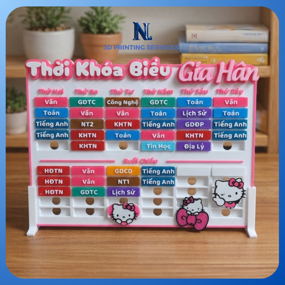 Thời Khóa Biểu Thay Đổi Môn Học Linh Hoạt - In 3D Tên & Môn Học Theo Yêu Cầu | NL3D