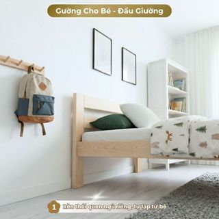 Giường Trẻ Em 1m8 có tựa Đầu Giường, Giường Lắp Ráp Gỗ Thông Chắc Chắn, Sử Dụng Lâu Dài khi Bé Lớn