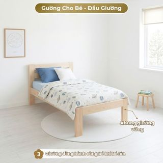 Giường Trẻ Em 1m8 có tựa Đầu Giường, Giường Lắp Ráp Gỗ Thông Chắc Chắn, Sử Dụng Lâu Dài khi Bé Lớn