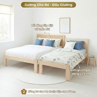 Giường Trẻ Em 1m8 có tựa Đầu Giường, Giường Lắp Ráp Gỗ Thông Chắc Chắn, Sử Dụng Lâu Dài khi Bé Lớn
