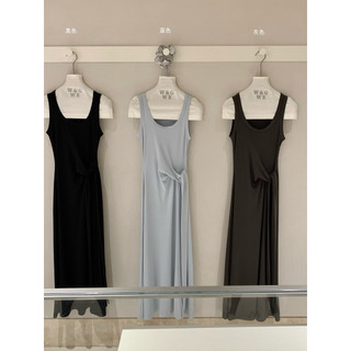 𝐏𝐡𝐢𝐞𝐧 𝐖𝐆𝐖𝐄 | (Sẵn) w9284 Váy 3 Lỗ Dáng Dài Chất Thun Co Dãn Soắn Eo Cổ Tròn