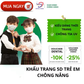 Khẩu Trang 5D Trẻ Em 3-8 tuổi Thùng 200 chiếc, Chống Nắng chống Bụi Mịn Họa Tiết Dễ Thương Nhiều Màu, - Duy Thường
