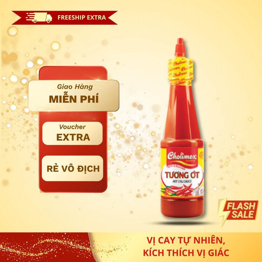 Tương ớt Cholimex chính hãng chai pet 270g - Ớt tươi, tỏi tươi nguyên chất