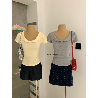 𝐏𝐡𝐢𝐞𝐧 𝐖𝐆𝐖𝐄 | (Sẵn) w9226 Áo Thun Kiểu Cổ Tròn Tay Hến Form Ôm Ngắn