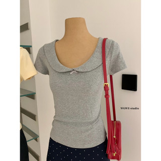 𝐏𝐡𝐢𝐞𝐧 𝐖𝐆𝐖𝐄 | (Sẵn) w9226 Áo Thun Kiểu Cổ Tròn Tay Hến Form Ôm Ngắn