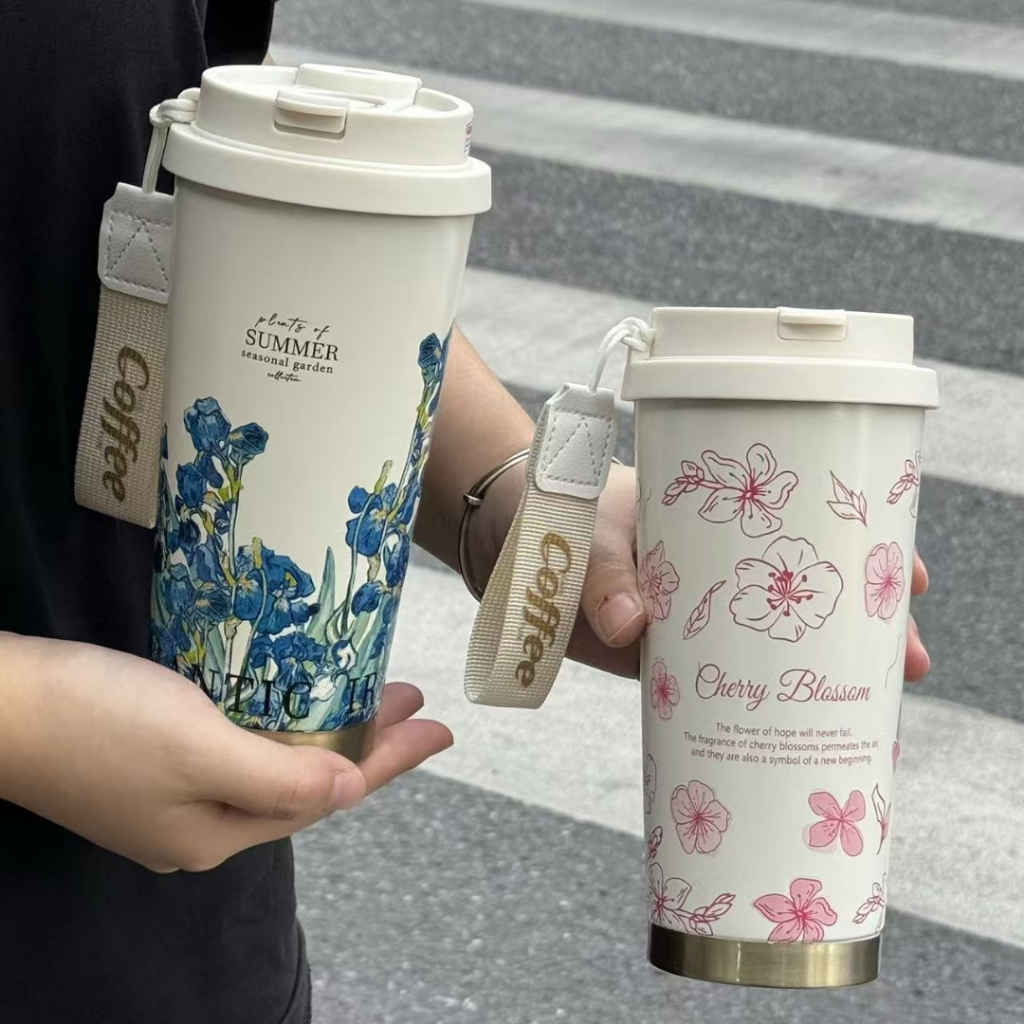 Ly Giữ Nhiệt Coffee Cup Inox 316 500ml, TIDY SHOP Cốc Giữ Nhiệt Có Quai Xách, Bình Giữ Nhiệt Cà Phê Nắp Kín Tiện Lợi