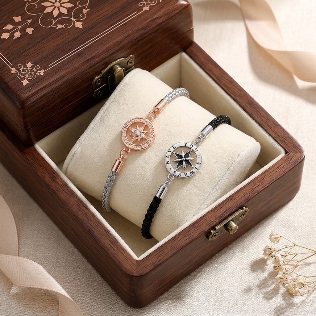 Lắc tay đôi nam nữ charm ngôi sao , vòng tay đôi hợp kim cao cấp không gỉ Imoon Jewelry