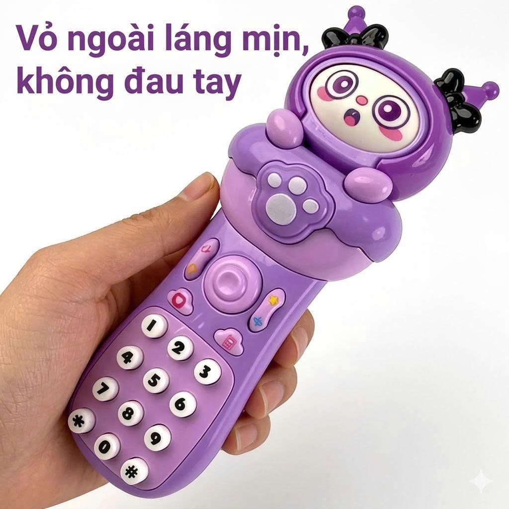 Điện thoại đồ chơi cho bé biến đổi khuôn mặt có âm thanh, nhạc vui nhộn, màu tím cute, siêu đáng yêu