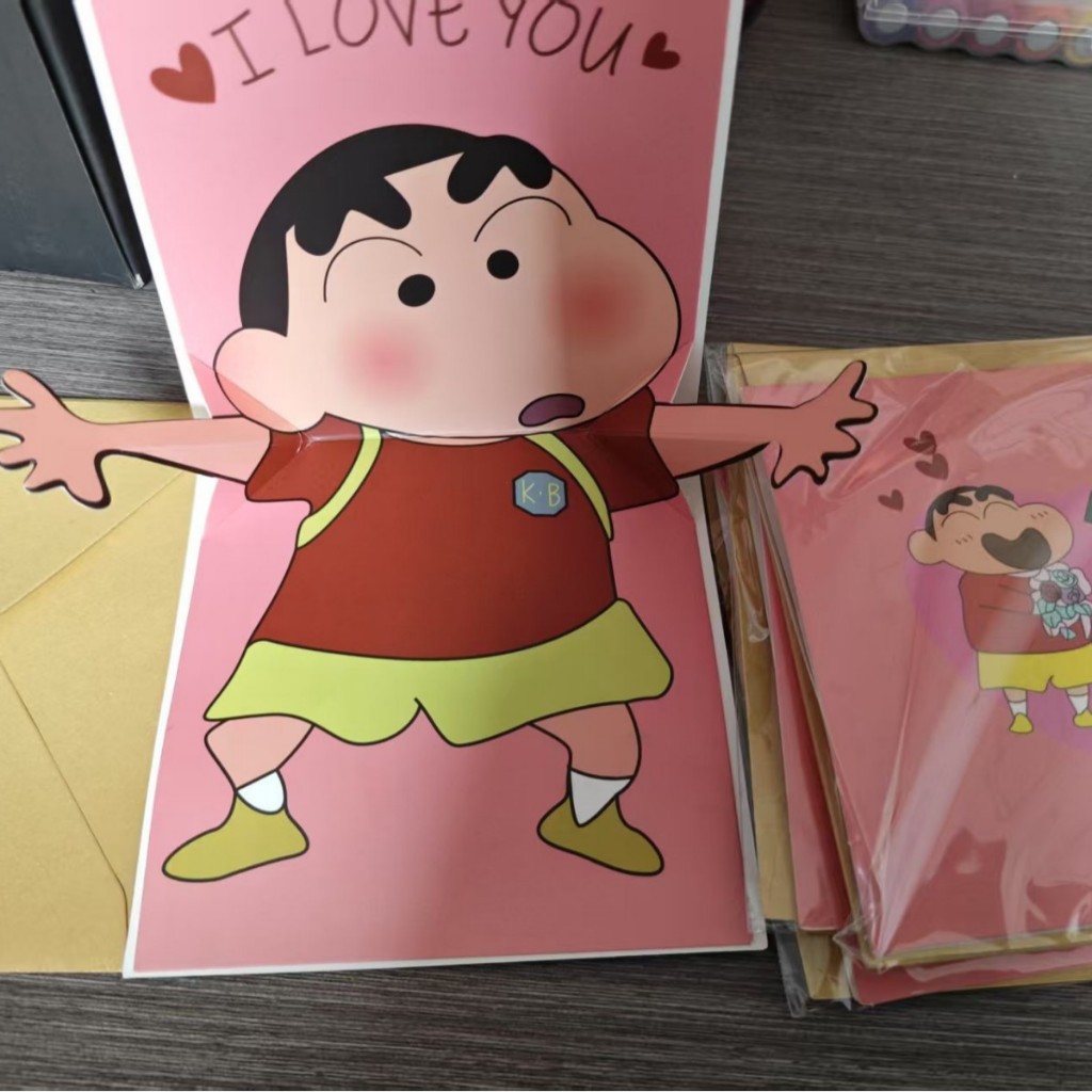 Thiệp giấy chúc mừng ghi thông điệp, thiệp hình Shin làm quà tặng ghi lời chúc