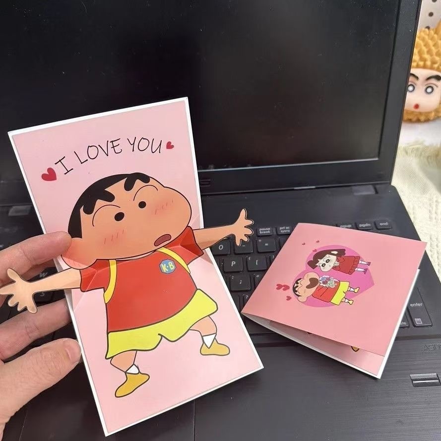 Thiệp giấy chúc mừng ghi thông điệp, thiệp hình Shin làm quà tặng ghi lời chúc