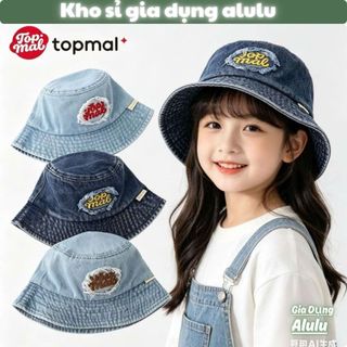 Mũ Bucket Jean Cho Bé Alulu Phong Cách Hip Hop - Nón Tai Bèo Denim Thêu Chữ Nổi Cao Cấp Cho Bé Trai Bé Gái Từ 2-7 Tuổi