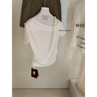 𝐏𝐡𝐢𝐞𝐧 𝐖𝐆𝐖𝐄 | (Sẵn) w9137 Áo Thun Lệch Vai Soắn Dây Nhún Eo