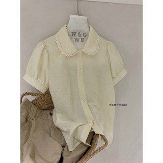 𝐏𝐡𝐢𝐞𝐧 𝐖𝐆𝐖𝐄 | (Sẵn) w9216 Áo Sơ Mi Tay Cộc Bồng Cổ Bèo May Ren Thêu